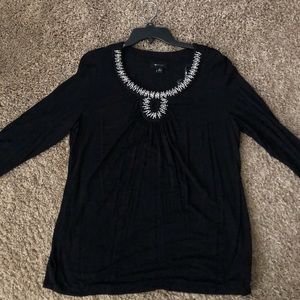 Black AB STUDIO top with pretty beaded neckline!